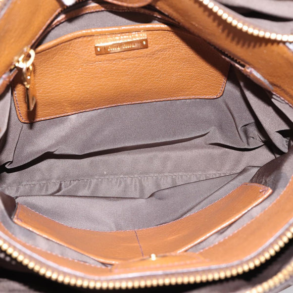 Miu Miu Hand Bag Leather 2way Brown Gold Auth yk20781M