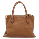 Miu Miu Hand Bag Leather 2way Brown Gold Auth yk20781M-13