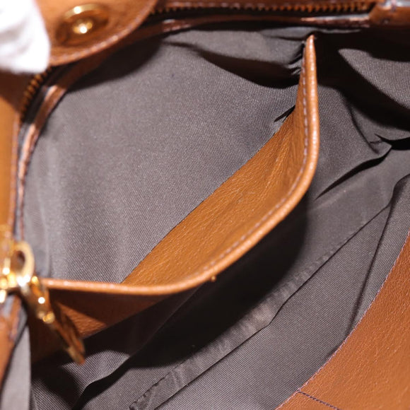 Miu Miu Hand Bag Leather 2way Brown Gold Auth yk20781M
