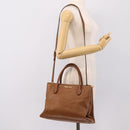 Miu Miu Hand Bag Leather 2way Brown Gold Auth yk20781M-28