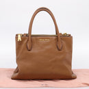 Miu Miu Hand Bag Leather 2way Brown Gold Auth yk20781M-12