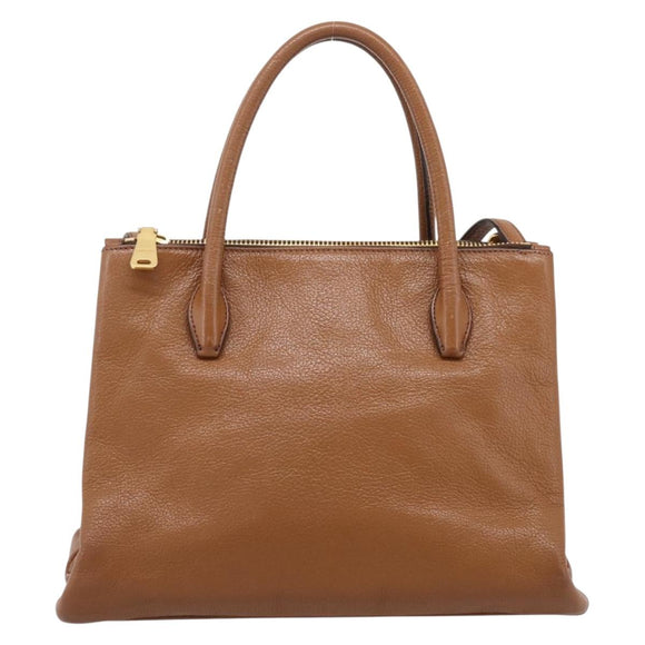Miu Miu Hand Bag Leather 2way Brown Gold Auth yk20781M