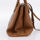 Miu Miu Hand Bag Leather 2way Brown Gold Auth yk20781M-3
