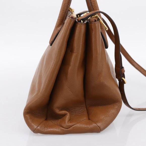 Miu Miu Hand Bag Leather 2way Brown Gold Auth yk20781M