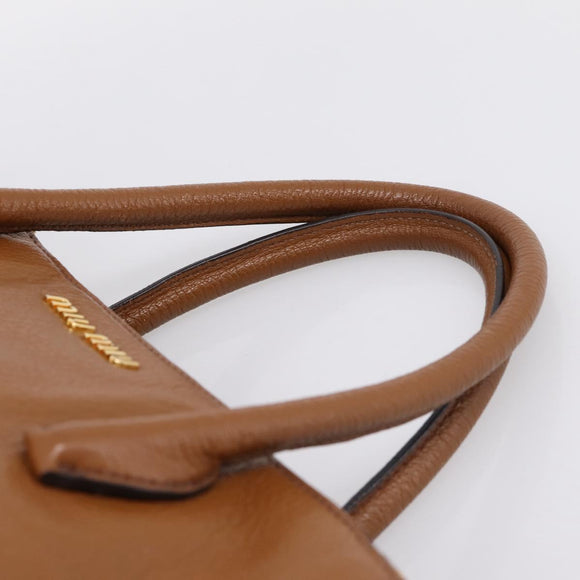 Miu Miu Hand Bag Leather 2way Brown Gold Auth yk20781M