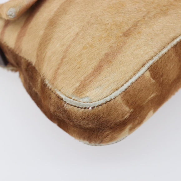 FENDI Mamma Baguette Hand Bag Harako Leather Brown Silver Auth yk20783A