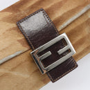 FENDI Mamma Baguette Hand Bag Harako Leather Brown Silver Auth yk20783A-20