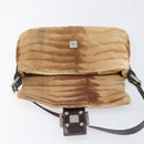 FENDI Mamma Baguette Hand Bag Harako Leather Brown Silver Auth yk20783A-10