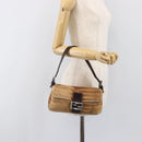 FENDI Mamma Baguette Hand Bag Harako Leather Brown Silver Auth yk20783A-28