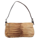 FENDI Mamma Baguette Hand Bag Harako Leather Brown Silver Auth yk20783A-2