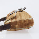 FENDI Mamma Baguette Hand Bag Harako Leather Brown Silver Auth yk20783A-6