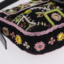 FENDI Mamma Baguette Shoulder Bag Canvas Beads Multicolor Silver Auth yk20784SAM-15