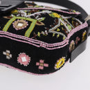 FENDI Mamma Baguette Shoulder Bag Canvas Beads Multicolor Silver Auth yk20784SAM-16