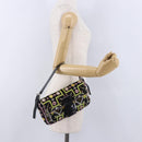 FENDI Mamma Baguette Shoulder Bag Canvas Beads Multicolor Silver Auth yk20784SAM-26