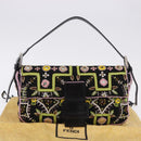 FENDI Mamma Baguette Shoulder Bag Canvas Beads Multicolor Silver Auth yk20784SAM-12