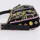 FENDI Mamma Baguette Shoulder Bag Canvas Beads Multicolor Silver Auth yk20784SAM-4