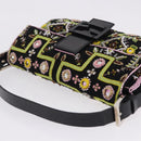 FENDI Mamma Baguette Shoulder Bag Canvas Beads Multicolor Silver Auth yk20784SAM-6