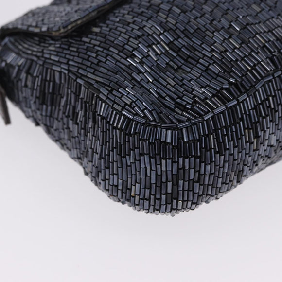 FENDI Mamma Baguette Shoulder Bag beads Navy Silver Auth yk20785SAM