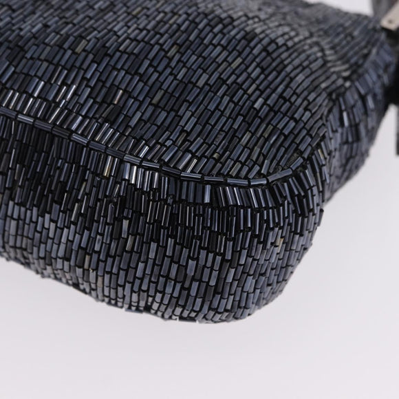 FENDI Mamma Baguette Shoulder Bag beads Navy Silver Auth yk20785SAM