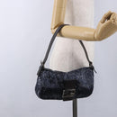 FENDI Mamma Baguette Shoulder Bag beads Navy Silver Auth yk20785SAM-27