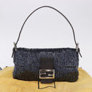 FENDI Mamma Baguette Shoulder Bag beads Navy Silver Auth yk20785SAM-12