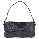 FENDI Mamma Baguette Shoulder Bag beads Navy Silver Auth yk20785SAM-2