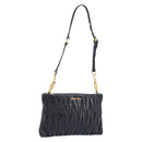 Miu Miu Matelasse Shoulder Bag Leather Black Gold Auth yk20786M-1