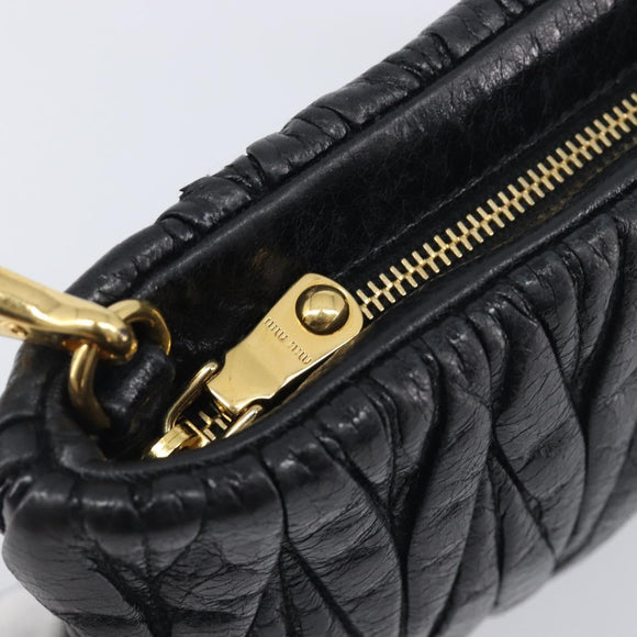 Miu Miu Matelasse Shoulder Bag Leather Black Gold Auth yk20786M