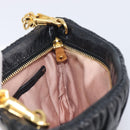 Miu Miu Matelasse Shoulder Bag Leather Black Gold Auth yk20786M-20
