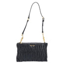 Miu Miu Matelasse Shoulder Bag Leather Black Gold Auth yk20786M-13