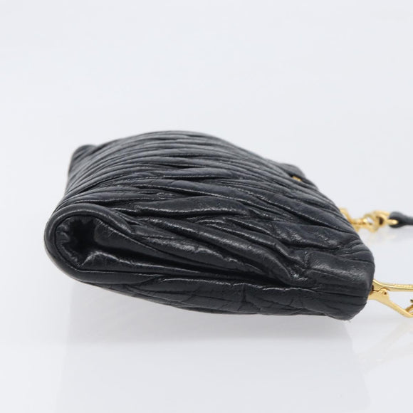 Miu Miu Matelasse Shoulder Bag Leather Black Gold Auth yk20786M