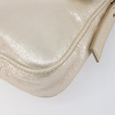 FENDI Rhinestone Mamma Baguette Shoulder Bag Leather Gold Tone Auth yk20787SM-14