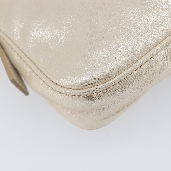FENDI Rhinestone Mamma Baguette Shoulder Bag Leather Gold Tone Auth yk20787SM