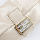 FENDI Rhinestone Mamma Baguette Shoulder Bag Leather Gold Tone Auth yk20787SM-19