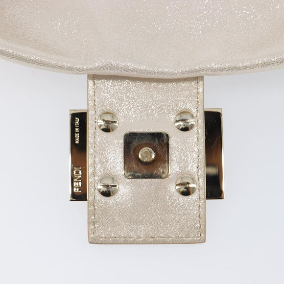 FENDI Rhinestone Mamma Baguette Shoulder Bag Leather Gold Tone Auth yk20787SM