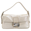 FENDI Rhinestone Mamma Baguette Shoulder Bag Leather Gold Tone Auth yk20787SM-13