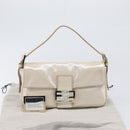 FENDI Rhinestone Mamma Baguette Shoulder Bag Leather Gold Tone Auth yk20787SM-12