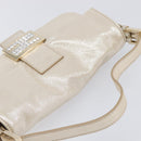 FENDI Rhinestone Mamma Baguette Shoulder Bag Leather Gold Tone Auth yk20787SM-6