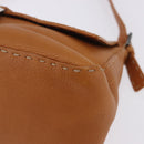 FENDI Selleria Mamma Baguette Shoulder Bag Leather Brown Silver Auth yk20788SAM-12