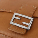 FENDI Selleria Mamma Baguette Shoulder Bag Leather Brown Silver Auth yk20788SAM-16