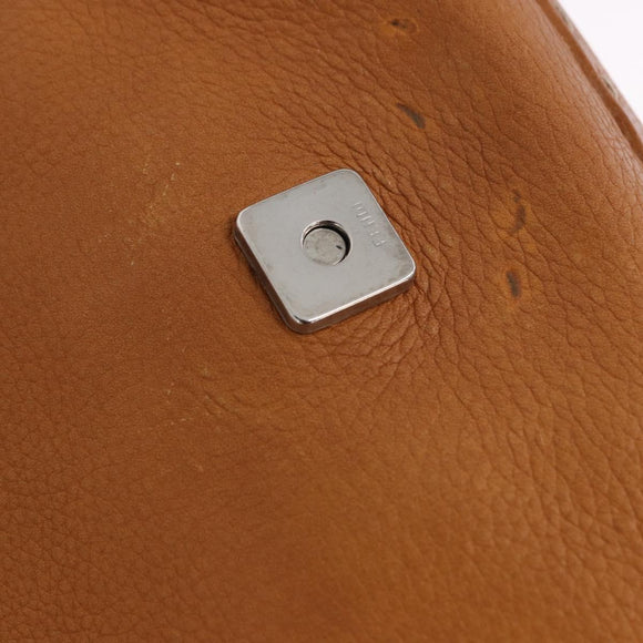 FENDI Selleria Mamma Baguette Shoulder Bag Leather Brown Silver Auth yk20788SAM