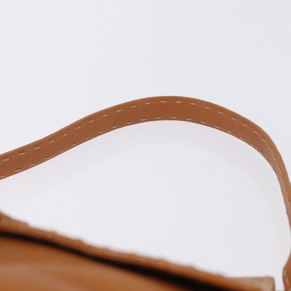 FENDI Selleria Mamma Baguette Shoulder Bag Leather Brown Silver Auth yk20788SAM