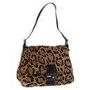 FENDI Leopard Pattern Mamma Baguette Bag Harako Leather Brown Auth yk20789SAM-1