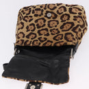 FENDI Leopard Pattern Mamma Baguette Bag Harako Leather Brown Auth yk20789SAM-20