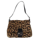 FENDI Leopard Pattern Mamma Baguette Bag Harako Leather Brown Auth yk20789SAM-13