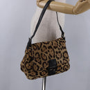 FENDI Leopard Pattern Mamma Baguette Bag Harako Leather Brown Auth yk20789SAM-27