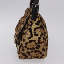 FENDI Leopard Pattern Mamma Baguette Bag Harako Leather Brown Auth yk20789SAM-3