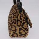 FENDI Leopard Pattern Mamma Baguette Bag Harako Leather Brown Auth yk20789SAM-4