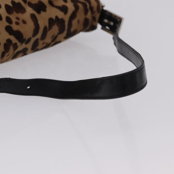 FENDI Leopard Pattern Mamma Baguette Bag Harako Leather Brown Auth yk20789SAM