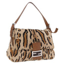 FENDI Leopard Pattern Mamma Baguette Bag Harako Leather Brown Auth yk20790SAM-1